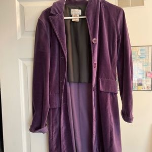 Purple velvet long  suit jacket